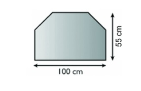 Sklo před kamna 6 mm,3 hrany s fasetou,obdéln.hr.100 × 55 cm