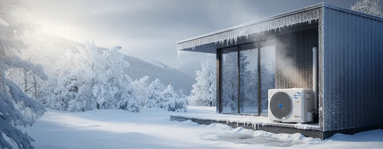 Heat pump in snow