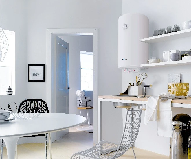 Water heater in kitchen