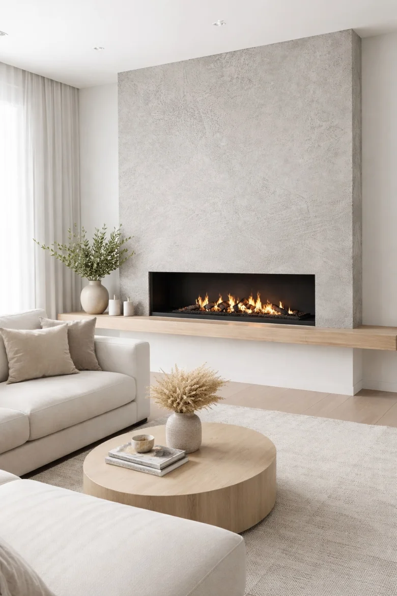 Modern fireplace interior wall