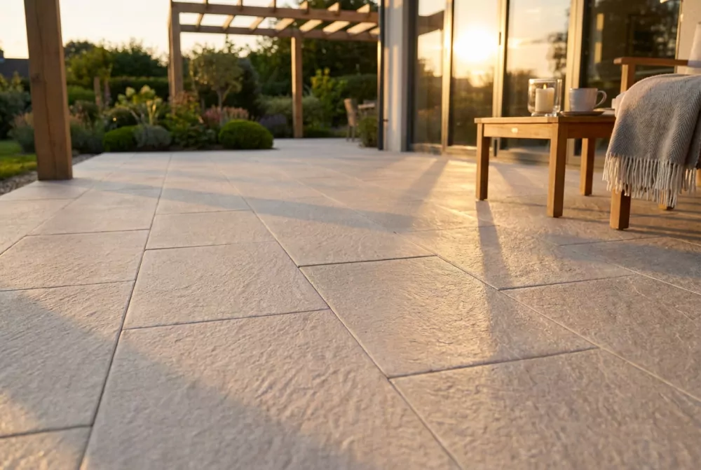 Paved patio with tiles