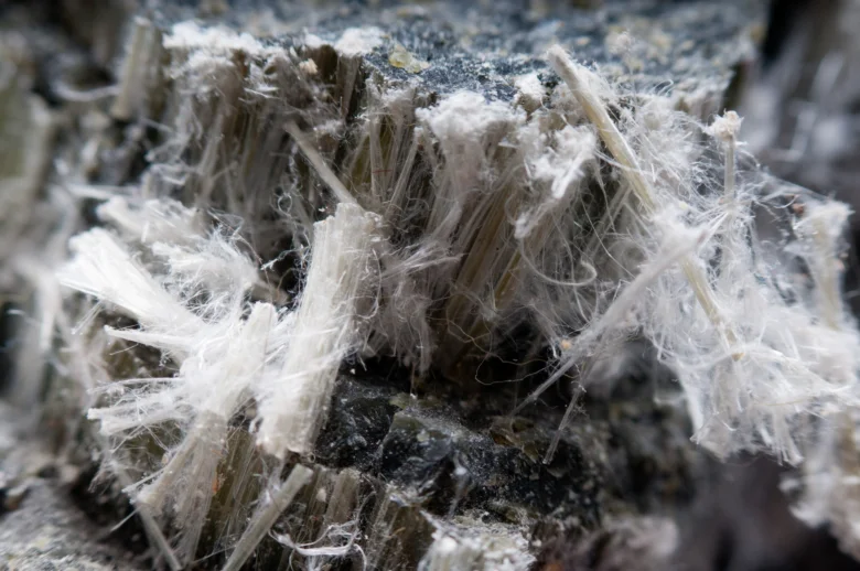 Asbestos fibers on rock