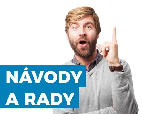 Muž ukazující prstem nahoru s nápisem rady.
