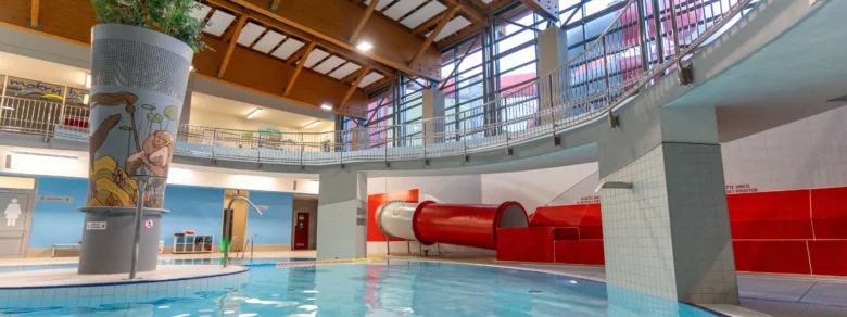Indoor swimming pool with slide