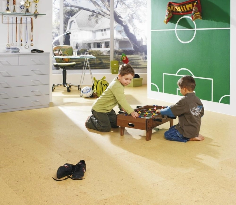Children playing on cork floor