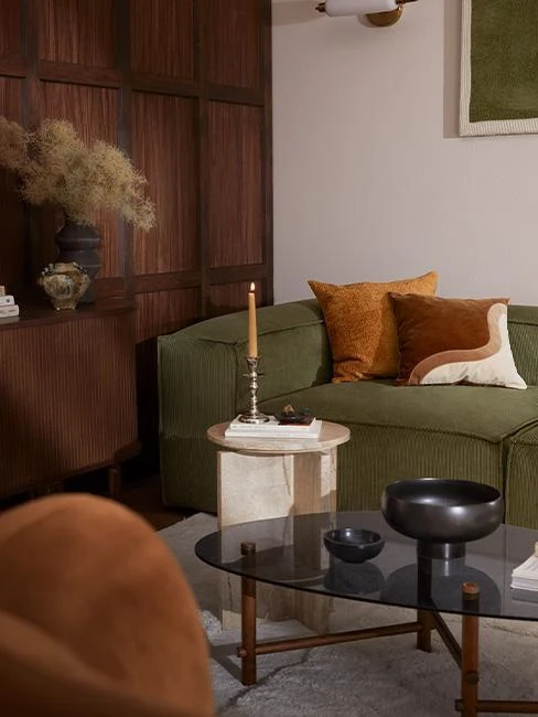 Green living room interior