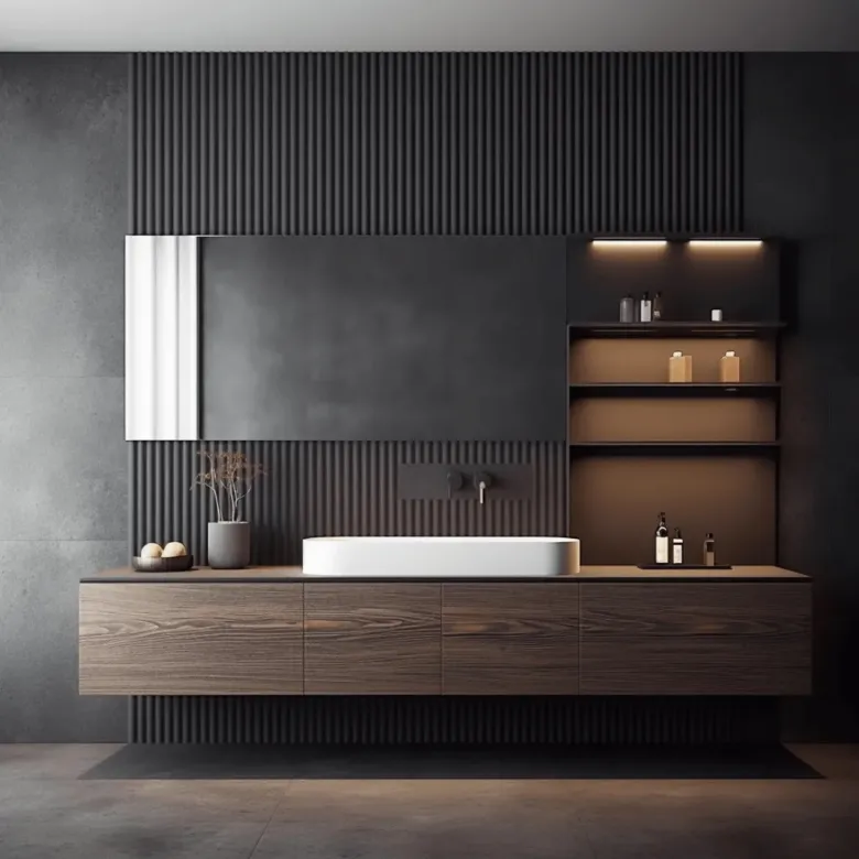 Modern bathroom with acoustic wall panels