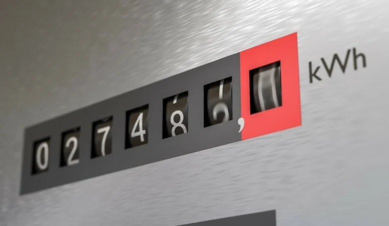 Čísla na elektroměru ukazující spotřebu v kWh.