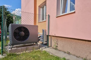 Heat pump unit outside building