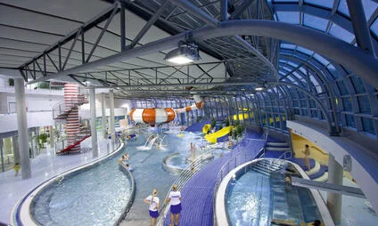 Indoor water park pool area