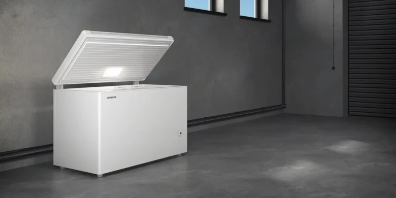 Chest freezer with open lid