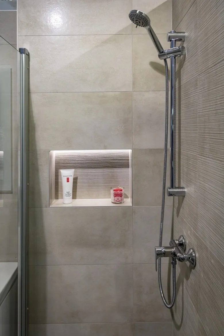 Shower niche with products