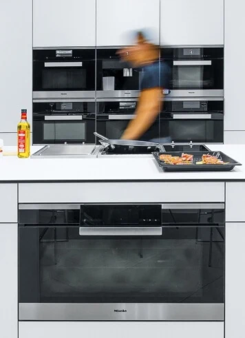 Freestanding electric oven and cooktop setup